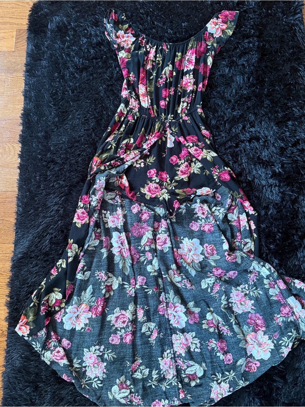 Ambiance Women’s Black Floral Maxi Dress Romper